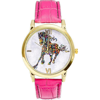 

Creative Watch Unique Horse Dial Leather Band Stainless Steel Quartz Wristwatch Casual Women Mens Unisex Watches Montre Homme