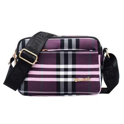 

Oblique back nylon bag leisure single shoulder bag female bag plaid oblique satchel Oxford cloth bag multi-layer business collecti