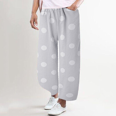 

Tailored Women Wave Point Wide Leg Pants Trousers Loose Pants Casual Linen Wide Leg Pants