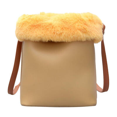 

Women Stitching PU Fur Shoulder Handbags Small Sling Bucket Crossbody Bags