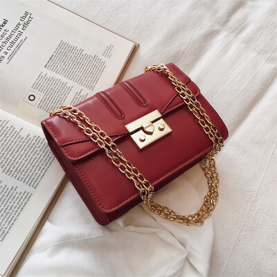 

Qiao Bani 2019 new European&American style fashion simple solid color lock flip cover bag shoulder diagonal trend handbags