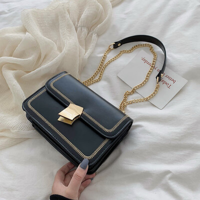 

New texture chain bag female 2019 new Korean version of the wild single shoulder slung fashion casual simple small square bag
