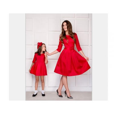 

Women Girl Mother & Daughter Dress Family Matching Party Half Sleeve Sundress