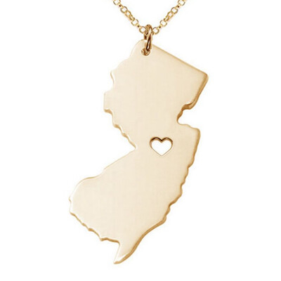 

New Jersey Stainless Steel Necklace Fashionable American State Map Necklace