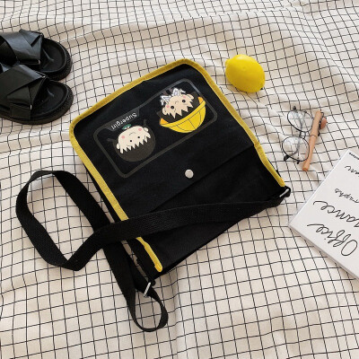 

Summer new bag female 2019 new Korean fashion hit color casual canvas bag wild shoulder slung tote bag