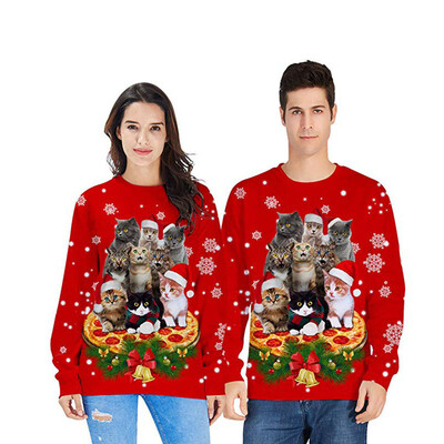 

Toponeto Mens Casual Christmas Lover 3D Print Party Long Sleeve Hoodie Top Blouse