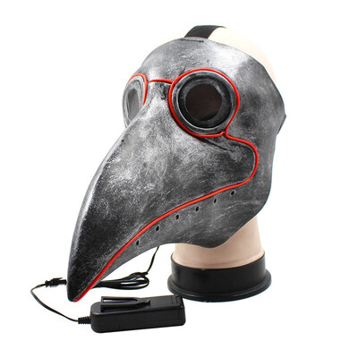 

New Hot Halloween Glowing Mask Halloween Party Plague Beak Doctor Dark Mask Adult Mask Masquerade Beak Mask