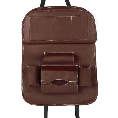 

Car Backseat Organizer PU Leather Auto Back Seat Cushion for Kids Brown