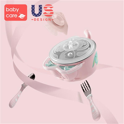 

BabyCare baby newborn food Dinnerware Set baby stainless steel bowl Spoon cup fork Tableware set kids Food Container