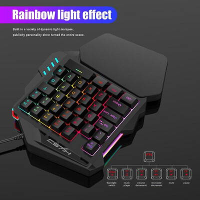 

HXSJ USB Wired Backlight One-Handed Game Keyboard 5500DPI Adjustable Mouse