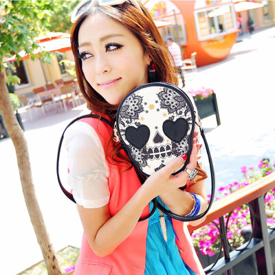 

Women Black Skull Messenger Bag Crossbones Zipper Punk Design Shoulder Bag Small Clutch Bolsa Feminina T10