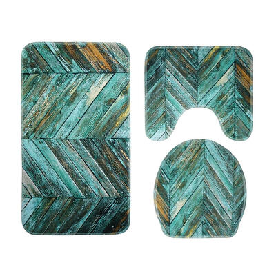 

3pcsset Plank Printed Non Slip Water Absorb Floor Rugs Carpet Bath Mats