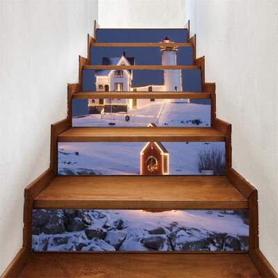 

Toponeto 6Pcs Christmas Staircase Stair Riser Floor Sticker DIY Wall Decal Stairs Decal
