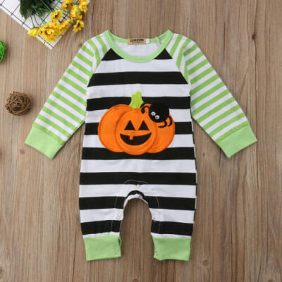 

Newborn Baby Boys Girls Halloween Pumpkin Romper Jumpsuit Bodysuit Cotton Outfit