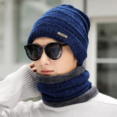 

Outdoor Winter Hat And Scarf Set For Men Scarves Knitted Ski Warm Cap Beanie