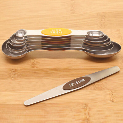 

Stainless Steel Magnetic Measuring Spoons Set of 8 with Double Ends Tools