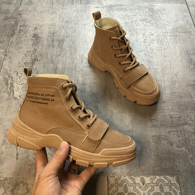 

Martins boots female English wind ins net red autumn retro breathable Joker thick bottom lace-up short tube boots