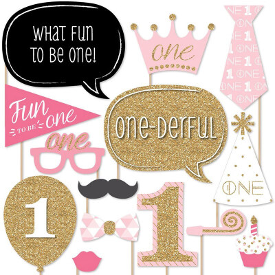 

FUNNYBUNNY 1st Birthday Girl Fun To Be One First Birthday Party Photo Booth Props Kit 20 Count Baby Shower Games Photo Booth