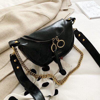 

New retro small bag women in autumn&winter2019 new style Korean style oblique simple chain simple chain single-shoulder b