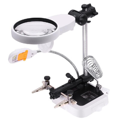 

DIY PCB Soldering Desk Magnifier Warm&Cold Color Temperature LED Light Magnifiers Soldering Iron Helping Hands Auxiliary Clamp