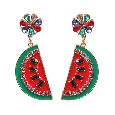 

2019 Fruit Heart Crystal Drop Earrings Party Women Boho Rhinestone Statement Cherry Earrings Korean Jewelry Gifts