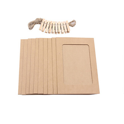 

JPGIF 10Pcs 3Inch Paper Photo Flim DIY Wall Picture Hanging Frame AlbumRopeClips Set