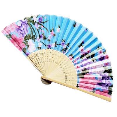 

Siaonvr Vintage Bamboo Folding Hand Held Flower Fan Chinese Dance Party Pocket Gifts