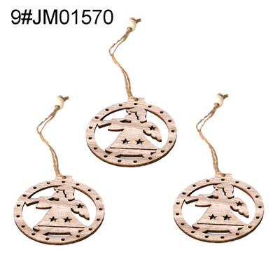 

3Pcs Retro Wooden Hollow Pendants with Rope DIY Crafts Christmas Tree Ornaments