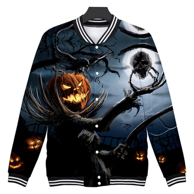 

Toponeto Mens Casual Scary Halloween Lover 3D Print Party Long Sleeve Coat Top Blouse