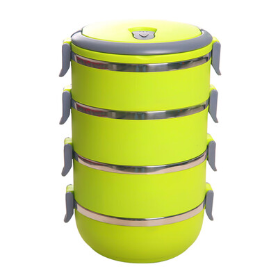 

guangxichuangshengxinfu Stainless Thermo Insulated Thermal Food Container Bento Round Lunch Box 1-4Layer