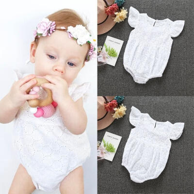 

White Newborn Baby Girls Clothes Romper Jumpsuit Bodysuit Sleeveless White Summer Outfits Clothing Baby Girl Sweet