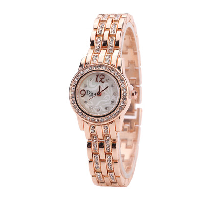 

Hot alloy set ladies double row drill bracelet watch