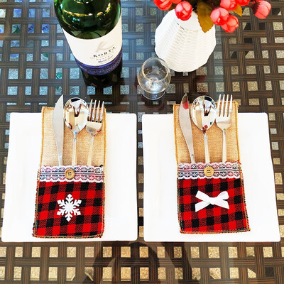 

Wedding Bridal Shower Birthday Party Burlap Lace Cutlery Holder Pouch Knife Fork Cover Bag For CountryTable