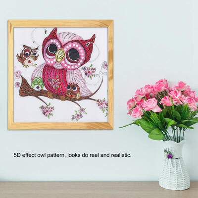 

Greensen DIY 5D Rhinestone Painting Full Drill Owl Pattern Cross Stitch Kit Set Home Decoration