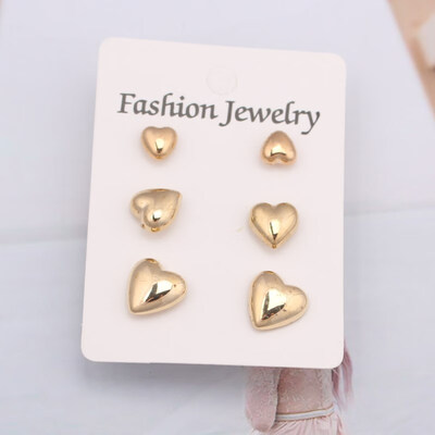 

EK195 New Fashion Gold Silver Color Ball Crystal Heart Pearl Stud Earrings For Women Vintage Leaf Earring Set Boho Punk earring
