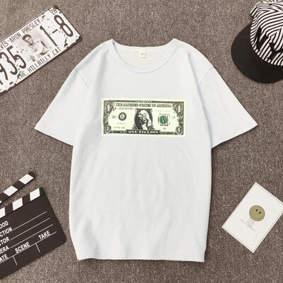 

Mens T-shirt Printed Hip-hop Banknotes T-shirt Men And Women Couple T-shirt Personality Loose Short-sleeved T-shirt