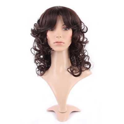 

Long Curly Synthetic Wig with Bangs Hair Wigs Heat Resistant Full Wig Full Head for Women