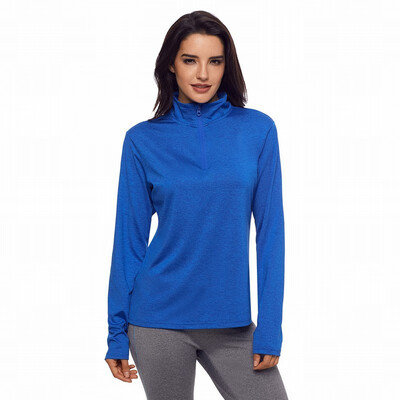 

Solid color V-neck zipper long-sleeved yoga sports leisure Sweatshirt