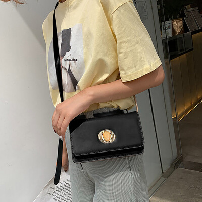 

Tailored Womens Crossbody Solid Color Turn Lock Wild Shoulder Splice Messenger Bags