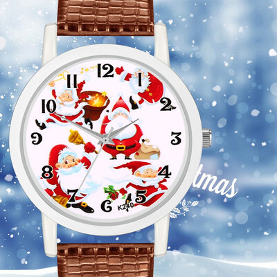 

New Hot Dropshipping Fashion Christmas Gift Men And Women Students Watch Christmas Tree Snoman Deer Santa Claus Quartz Watch &Ff