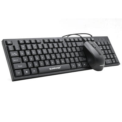 

SUNROSE MK10 Office Wired USB 104 Keys Keyboard1000 DPI 3 Keys Mouse Kit