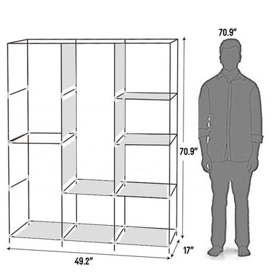 

71" Portable Closet Storage Organizer Wardrobe Clothes Rack with Shelves Home Dark Blue