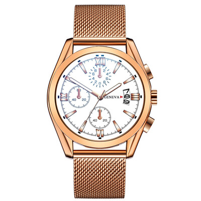 

RM Three-eye Large Dial Watch Mens Business Fashion Quartz Leather Belt Watch