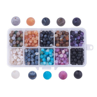 

Natural Weathered Agate Beads Dyed Frosted Round Mixed Color 6mm Hole 1mm about 50pcscomparment 500pcsbox