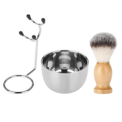 

Greensen Mens Beard Shaving Set Professional Stainless Steel Bowl Stand Brush Mustache Shaving Tool