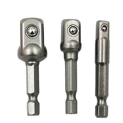 

3pcs Chrome Vanadium Steel Socket Adapter Wrench Hex Shank to 14" 38" 12" Extension Drill Bits Bar Hex Bit Set Power Tools