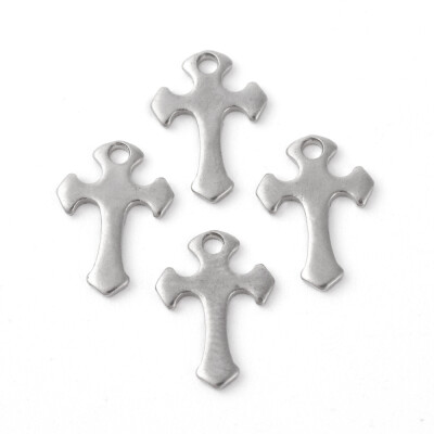 

304 Stainless Steel Charms Cross Stainless Steel Color 12x85x1mm Hole 14mm