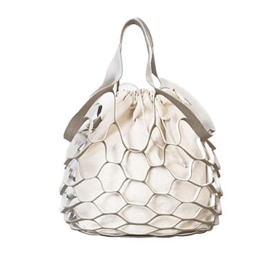 

Hollow Mesh Leather Bucket Bag for Women Drawstring Beach Shoulder Handbags