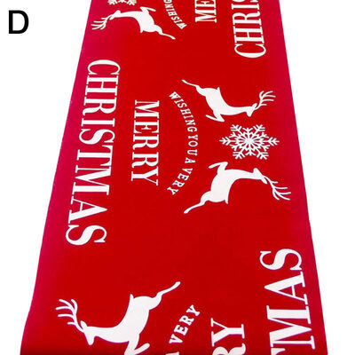 

Christmas Table Runner Reindeer Snowflake Linen Decor Party Glitter Tablecloth