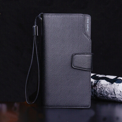 

Tailored Men Fashion Solid Color Hasp Multi Card Position Wallet Card Bag Black